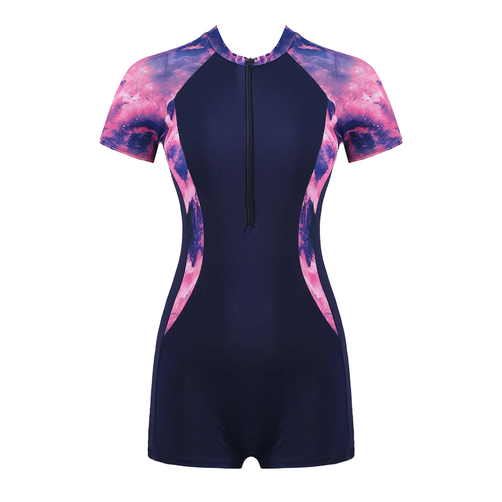 Womens One-piece Swimsuit Short Sleeves Zipper Detachable Pads Floral Plants Animals Print Short Swimming Jumpsuit Swimwear
Womens One-piece Swimsuit Short Sleeves Zipper Detachable Pads Floral Plants Animals Print Short Swimming Jumpsuit Swimwear