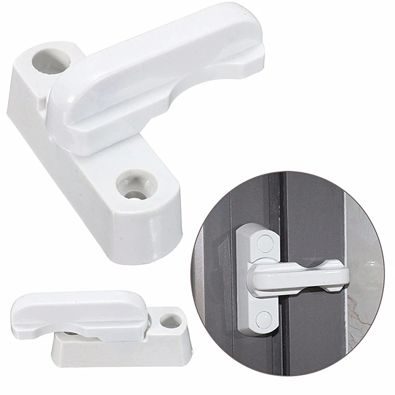 

1PC Window Door Lock Sash Security Swing Lock Latch Home Housing Safely Opening With Closing Handle Lock Plastic White Hardware