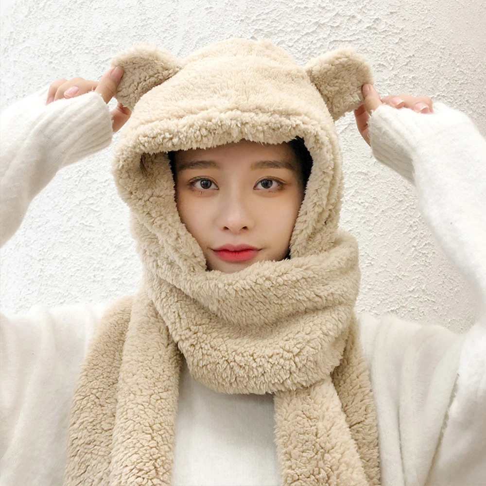 2020 Fashion Winter Women Novelty Beanies Caps Warm Cute Bear Ear Hat Casual Plush Hat Scarf Set Casual Solid Women Caps Present
2020 Fashion Winter Women Novelty Beanies Caps Warm Cute Bear Ear Hat Casual Plush Hat Scarf Set Casual Solid Women Caps Present