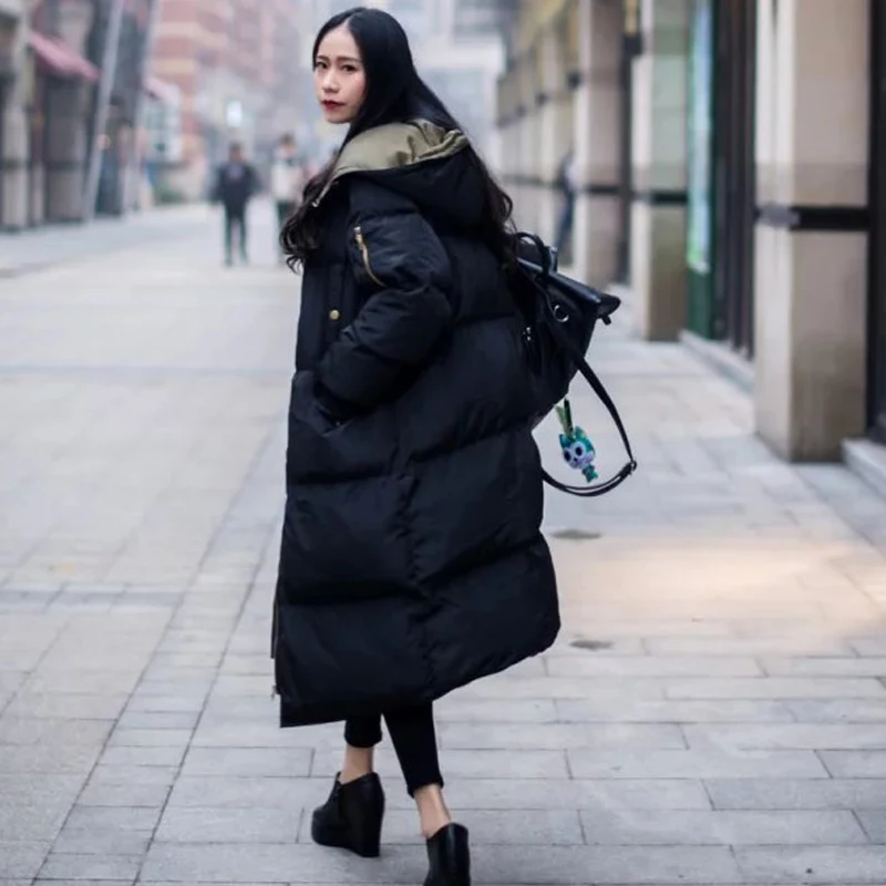 Женское пуховое пальто Heydress длинное толстое с капюшоном и воротником из хлопка
