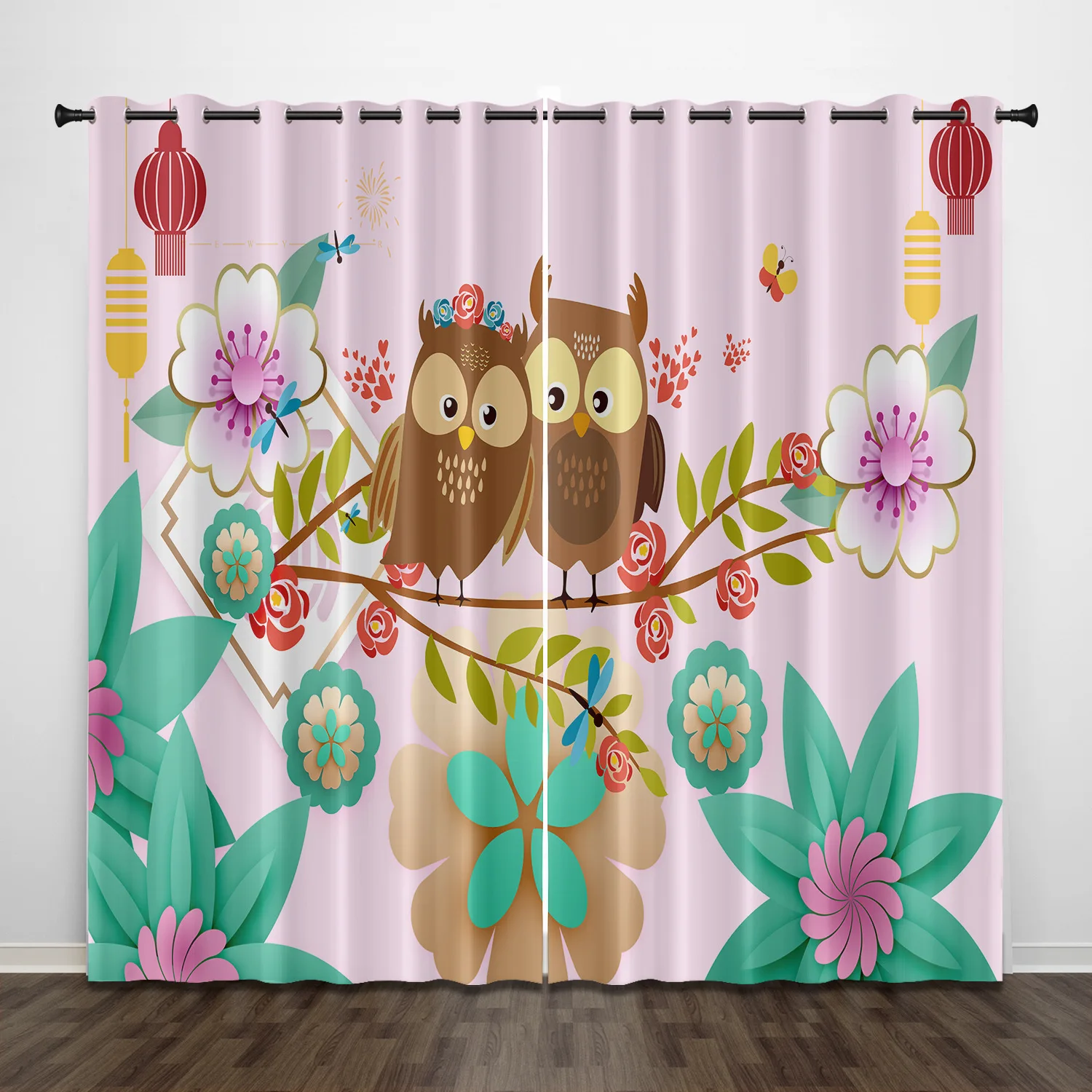 2 шт./комплект, Детские оконные шторы с мультяшным принтом животных 
2 шт./комплект, Детские оконные шторы с мультяшным принтом животных