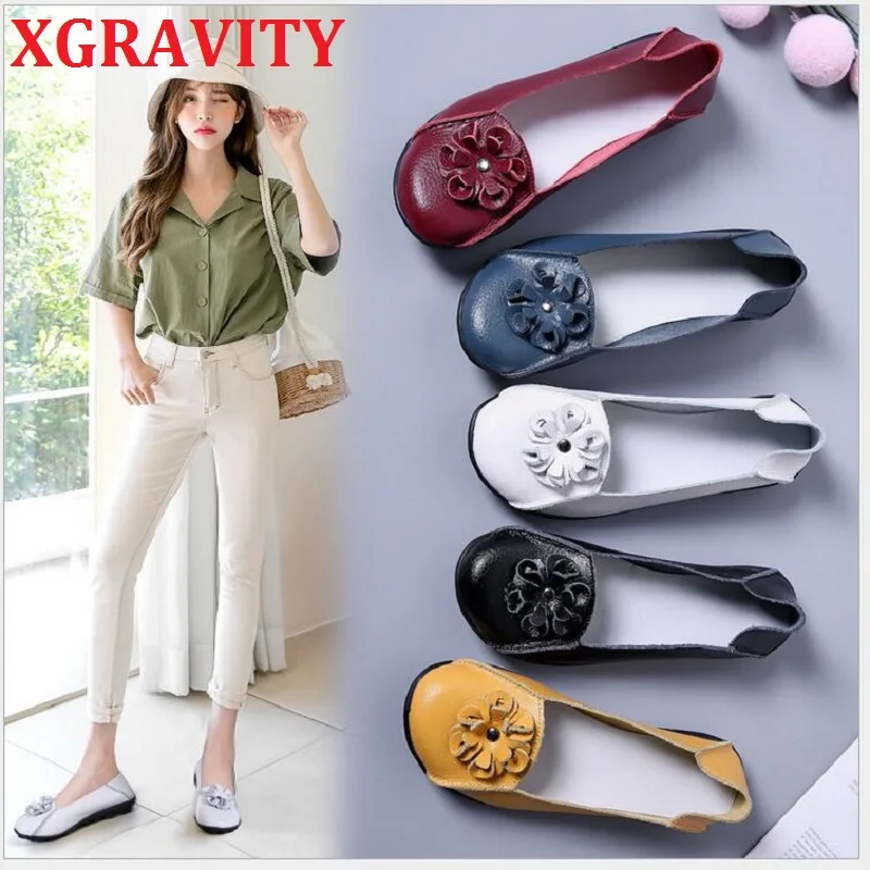 XGRAVITY Big Size Flats New Lady Fashion Flat Shoes Elegant Comfortable Pure Color Woman Genuine Leather Female Shoes C077
XGRAVITY Big Size Flats New Lady Fashion Flat Shoes Elegant Comfortable Pure Color Woman Genuine Leather Female Shoes C077