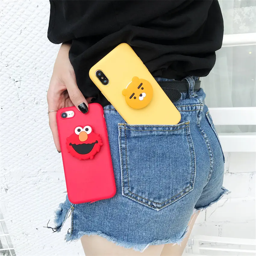 For iphone XS X Max Xr Case Cute 3D ELMO MyMelody Holder Ring Cartoon for 7 7plus 8 8plus 6 6s 6plus 5 5s Soft Cover | Мобильные