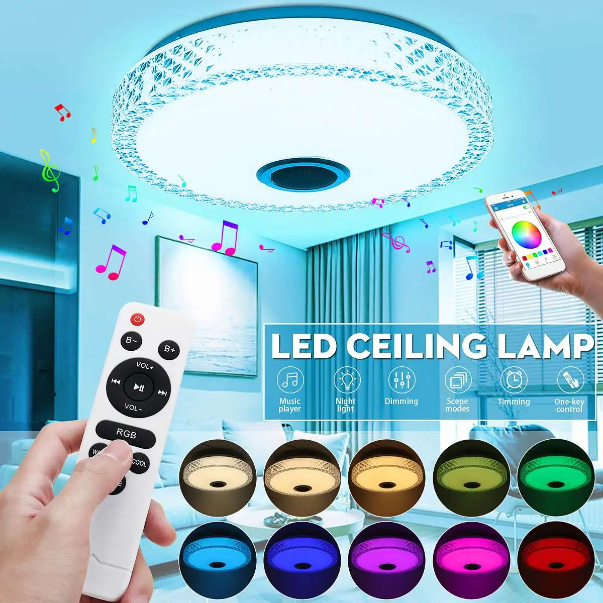 48W LED Ceiling Lights Home RGB dimmable APP bluetooth Music Light AC110-260V Bedroom Lamps Smart Ceiling Lamp+Remote Control
48W LED Ceiling Lights Home RGB dimmable APP bluetooth Music Light AC110-260V Bedroom Lamps Smart Ceiling Lamp+Remote Control