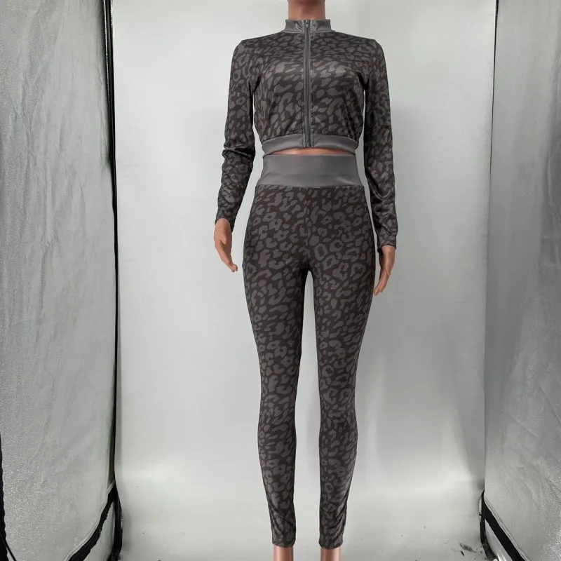 Leopard Tracksuit 2 Piece Set Women Zipper Stand Collar Crop Tops Outfits 2022 Spring Fashion Casual High Waist Pant Sets Suits
Leopard Tracksuit 2 Piece Set Women Zipper Stand Collar Crop Tops Outfits 2022 Spring Fashion Casual High Waist Pant Sets Suits