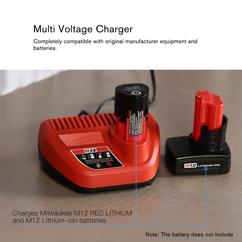10.8V 12V Li-Ion Replacement Battery Charger for M12 Milwaukee 48-11-2401 48-11-2402 C12 B C12 BX Lithium-Ion Battery 
10.8V 12V Li-Ion Replacement Battery Charger for M12 Milwaukee 48-11-2401 48-11-2402 C12 B C12 BX Lithium-Ion Battery