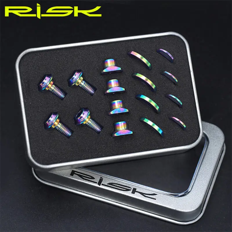 RISK 16pcs/box Titanium Alloy C Brake Screws for UT/DA/105 Road Bike Shoes C Clamp Brake Pad Fixing Nuts Bolts Kits with Gasket
RISK 16pcs/box Titanium Alloy C Brake Screws for UT/DA/105 Road Bike Shoes C Clamp Brake Pad Fixing Nuts Bolts Kits with Gasket
