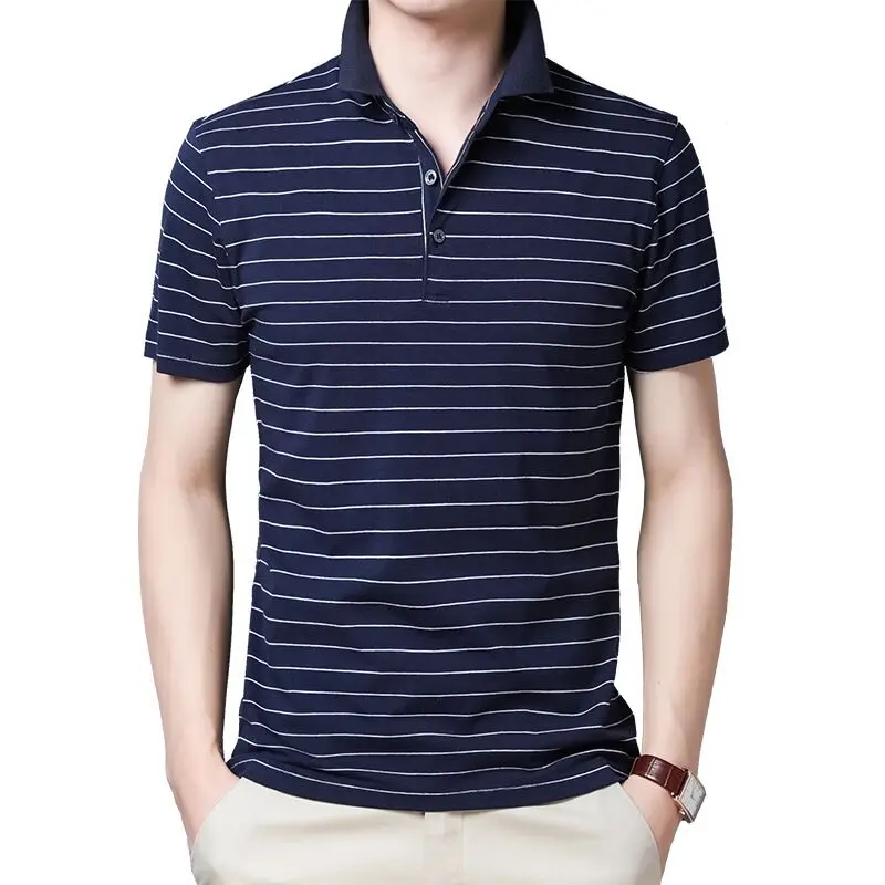 Summer new lapel short-sleeved T-shirt men's fashion men's cotton striped polo shirt business casual compassionate
Summer new lapel short-sleeved T-shirt men's fashion men's cotton striped polo shirt business casual compassionate