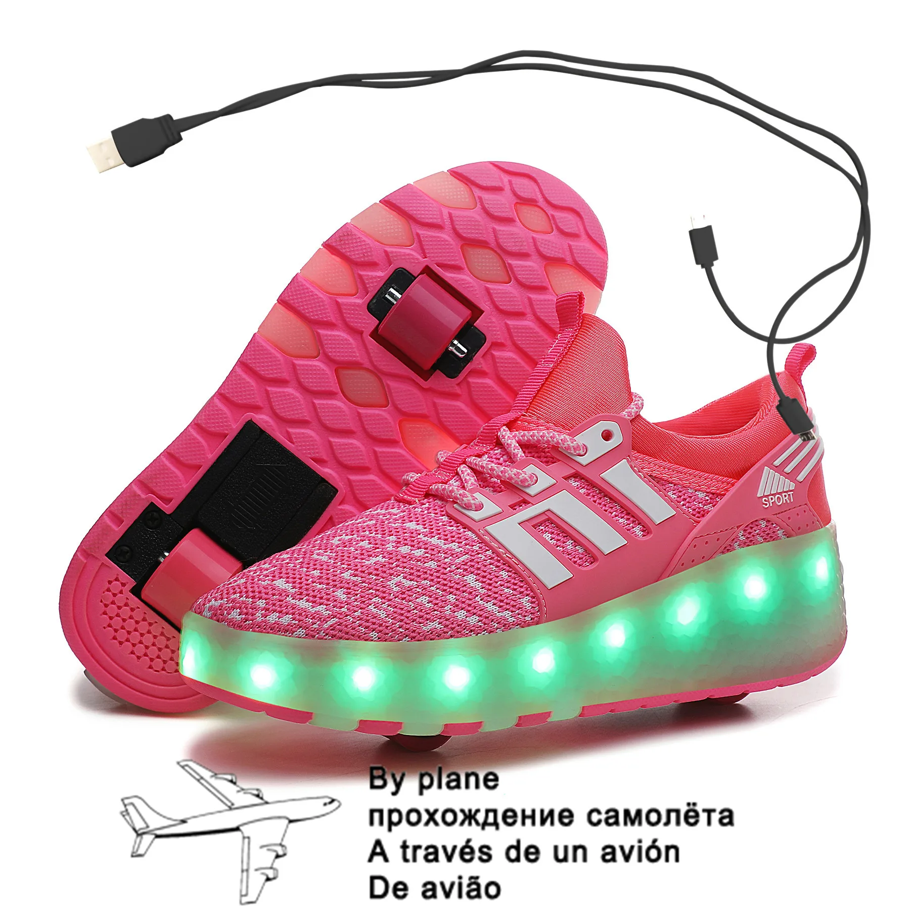 New Pink USB Charging Fashion Girls Boys LED Light Roller Skate Shoes For Children Kids Sneakers With Wheels Two wheels
New Pink USB Charging Fashion Girls Boys LED Light Roller Skate Shoes For Children Kids Sneakers With Wheels Two wheels