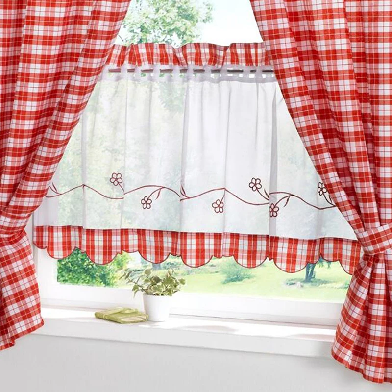 30*90cm Red Plaid Fabric Curtain High Quality Sunshine Blockout Embroidered Coffee Curtain Home Kitchen With Small Curtains
30*90cm Red Plaid Fabric Curtain High Quality Sunshine Blockout Embroidered Coffee Curtain Home Kitchen With Small Curtains