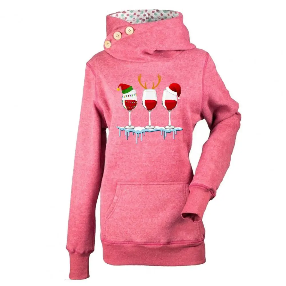 Женская толстовка с капюшоном, пуловер оверсайз с передним карманом и длинным рукавом, пуговицы с принтом Винных Бокалов, водолазка, Рождес... 
Женская толстовка с капюшоном, пуловер оверсайз с передним карманом и длинным рукавом, пуговицы с принтом Винных Бокалов, водолазка, Рождес...