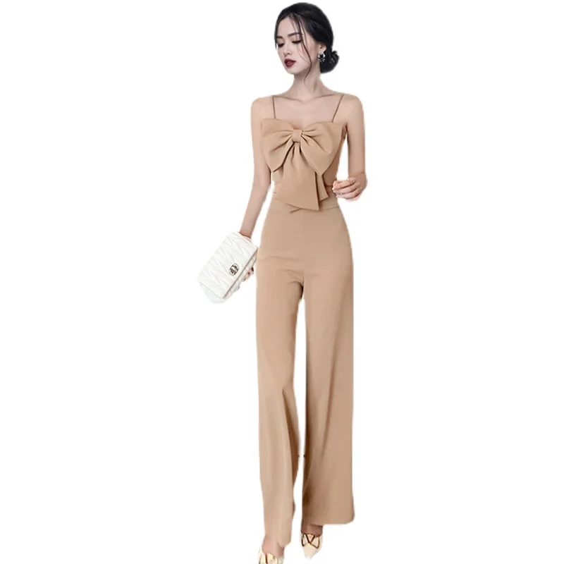 JSXDHK 2021 New Summer Elegant Weeding Party 2 Piece Set Women Big Bow Spaghetti Strap Backless Short Tops+ Wide Leg Pants Suit
JSXDHK 2021 New Summer Elegant Weeding Party 2 Piece Set Women Big Bow Spaghetti Strap Backless Short Tops+ Wide Leg Pants Suit