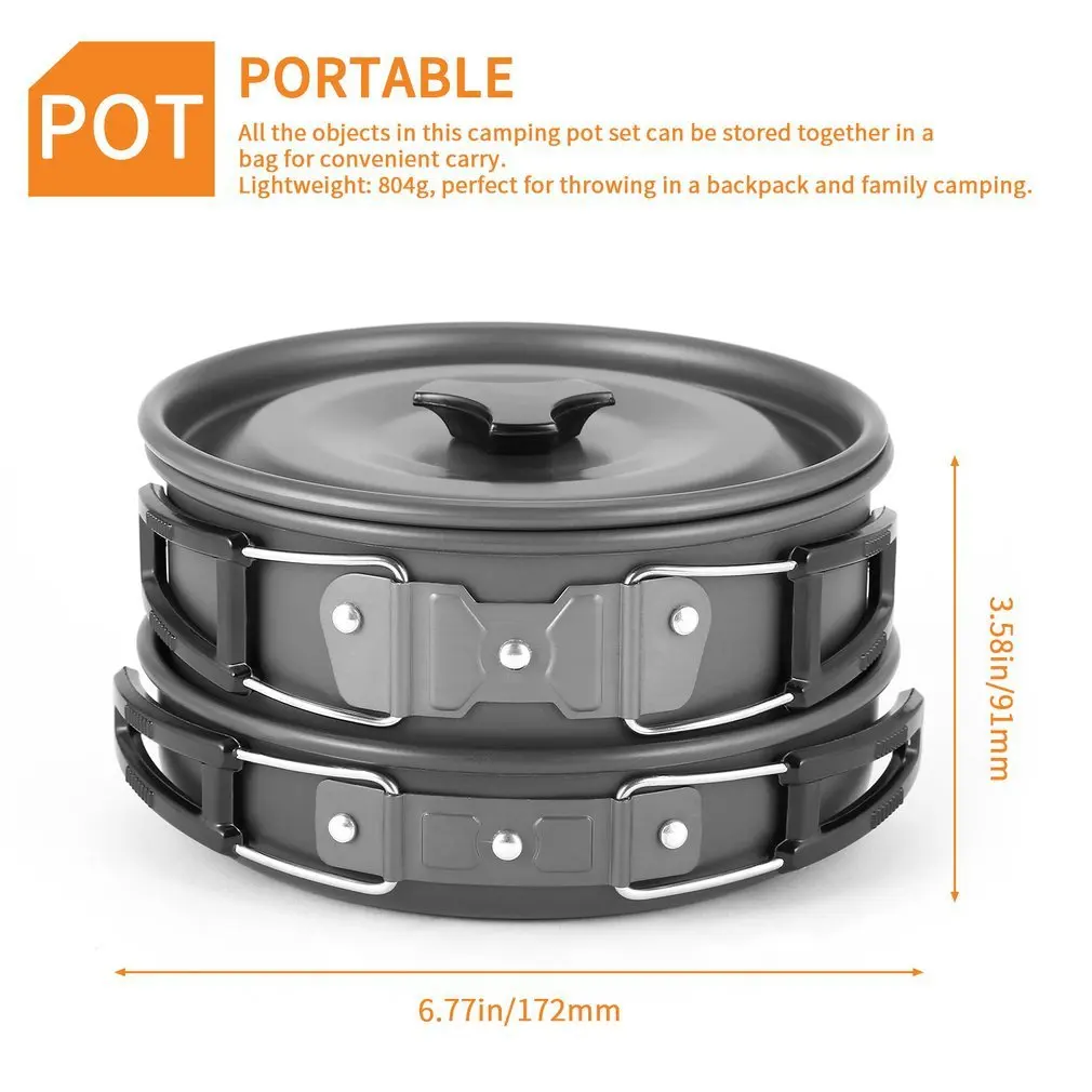 OUTAD Camping Cookware Mini Pot Pans Kettle Bowls Non-stick Set Hiking Backpacking Picnic Cutlery Utensils Trekking Travel
OUTAD Camping Cookware Mini Pot Pans Kettle Bowls Non-stick Set Hiking Backpacking Picnic Cutlery Utensils Trekking Travel