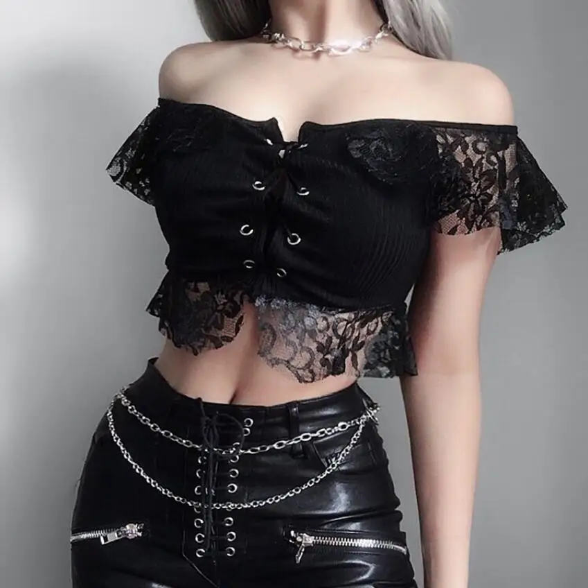 Goth Dark lace T-shirts Mesh Hollow Out Crop Top Gothic Sexy Eyelet Backless Transparent Patchwork 2021 Tshirt Tops p2345
Goth Dark lace T-shirts Mesh Hollow Out Crop Top Gothic Sexy Eyelet Backless Transparent Patchwork 2021 Tshirt Tops p2345