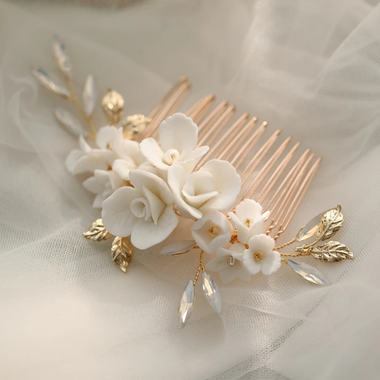 White Porcelain Flower Wedding Comb Hair Piece Delicate Bridal Headpiece Handmade Women Hair Jewelry
White Porcelain Flower Wedding Comb Hair Piece Delicate Bridal Headpiece Handmade Women Hair Jewelry