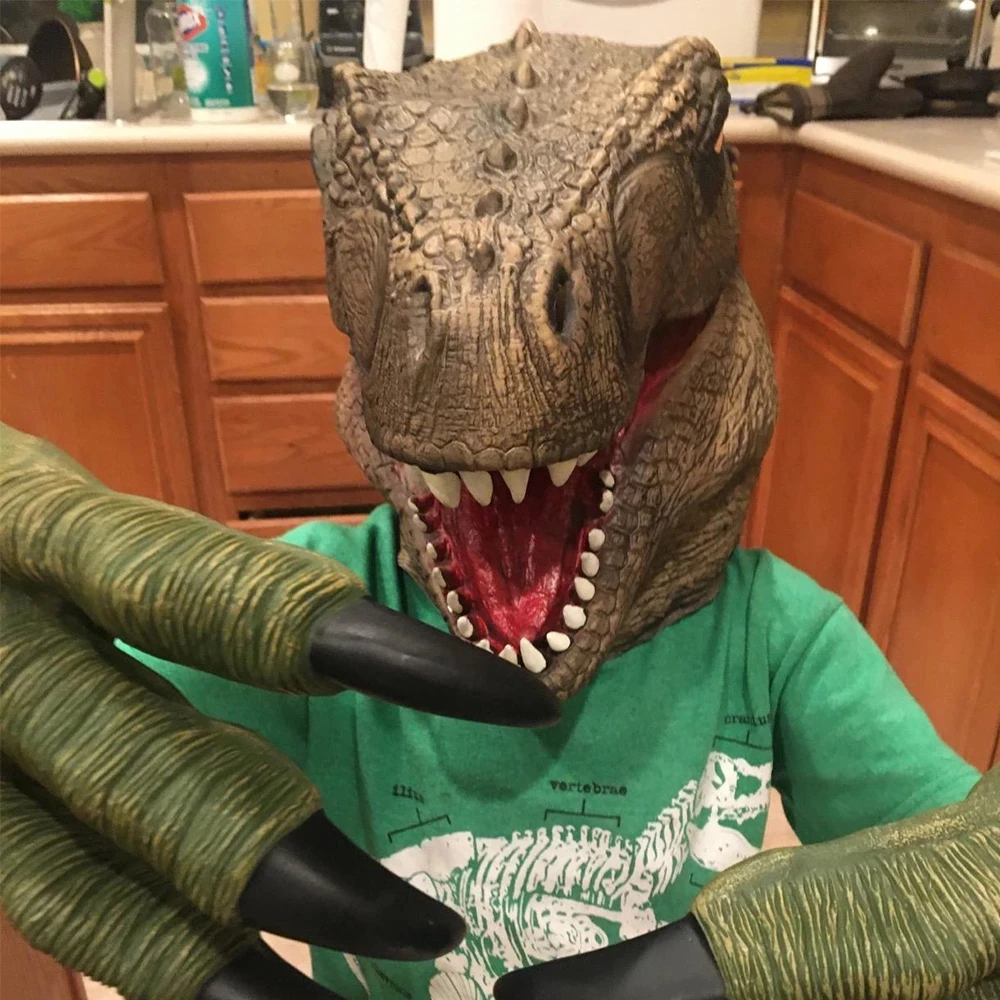 

Snailify Teens Adult Realistic Jurassic Dinosaur Cosplay Mask Tyrannosaurus Halloween Costume Prop Carnival Party Latex Headgear