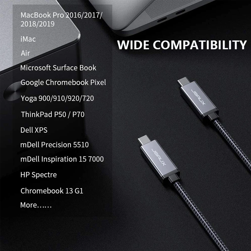 Thunderbolt 3 Cable,Jsaux PD 100W 5A USB-C to USB-C 40Gbps 5K@60Hz Type C to C USB Fast Charging for Macbook Pro Dell HP Hub 1m
Thunderbolt 3 Cable,Jsaux PD 100W 5A USB-C to USB-C 40Gbps 5K@60Hz Type C to C USB Fast Charging for Macbook Pro Dell HP Hub 1m