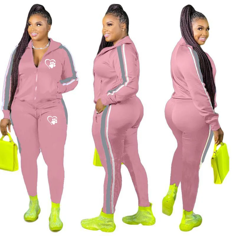 Plus Size S-4XL Two Piece Set Women Zipper Striped Top Slit Pants Casual Jogger Outfit Matching Set Mujor Wholesale Dropshipping
Plus Size S-4XL Two Piece Set Women Zipper Striped Top Slit Pants Casual Jogger Outfit Matching Set Mujor Wholesale Dropshipping
