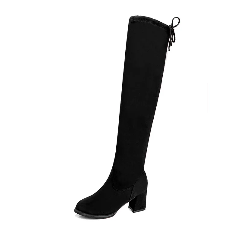 knee new pointed thick Autumn and winter boots women 2020 over heel long elastic boots women's leather boots suede fashion boots 
knee new pointed thick Autumn and winter boots women 2020 over heel long elastic boots women's leather boots suede fashion boots