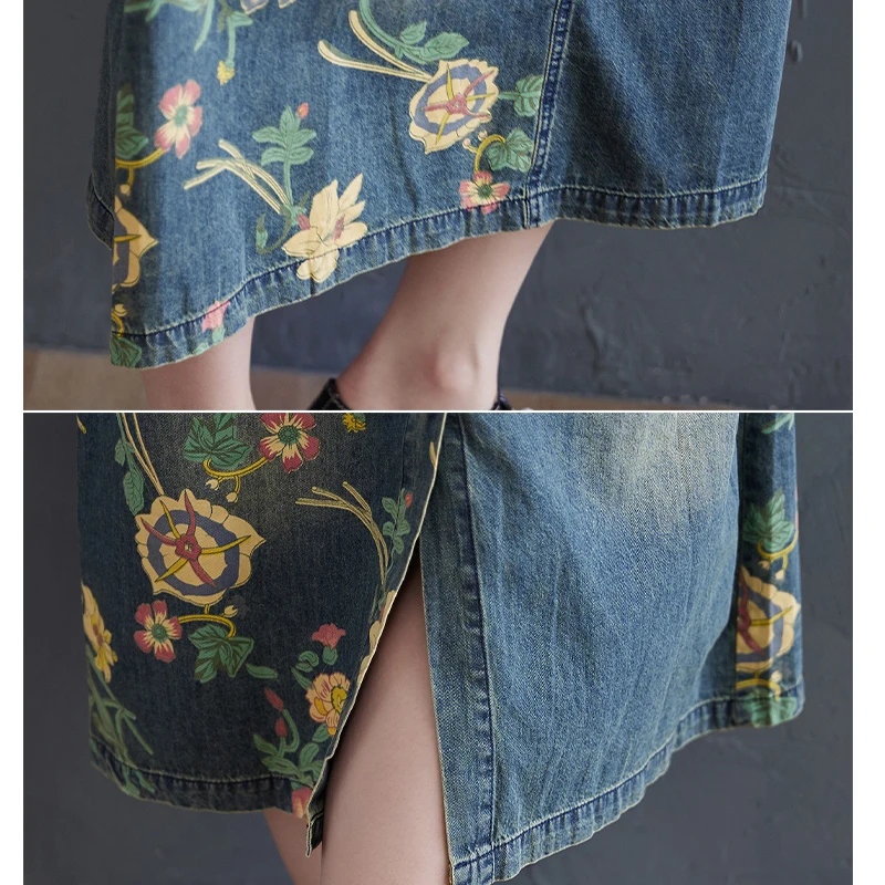 Floral Printed Loose Casual Denim Dress Women Spaghetti Strap Vintage Jeans Dresses Harajuku Back Split Pockets Baggy Dress
Floral Printed Loose Casual Denim Dress Women Spaghetti Strap Vintage Jeans Dresses Harajuku Back Split Pockets Baggy Dress