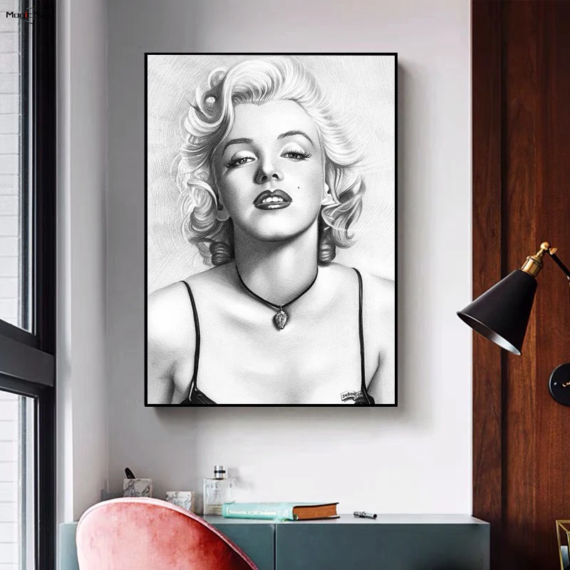 Marilyn Monroe Poster Pictures Decorative Figures Black And White Wall Art Home Decoration Modern Living Room Canvas Painting
Marilyn Monroe Poster Pictures Decorative Figures Black And White Wall Art Home Decoration Modern Living Room Canvas Painting
