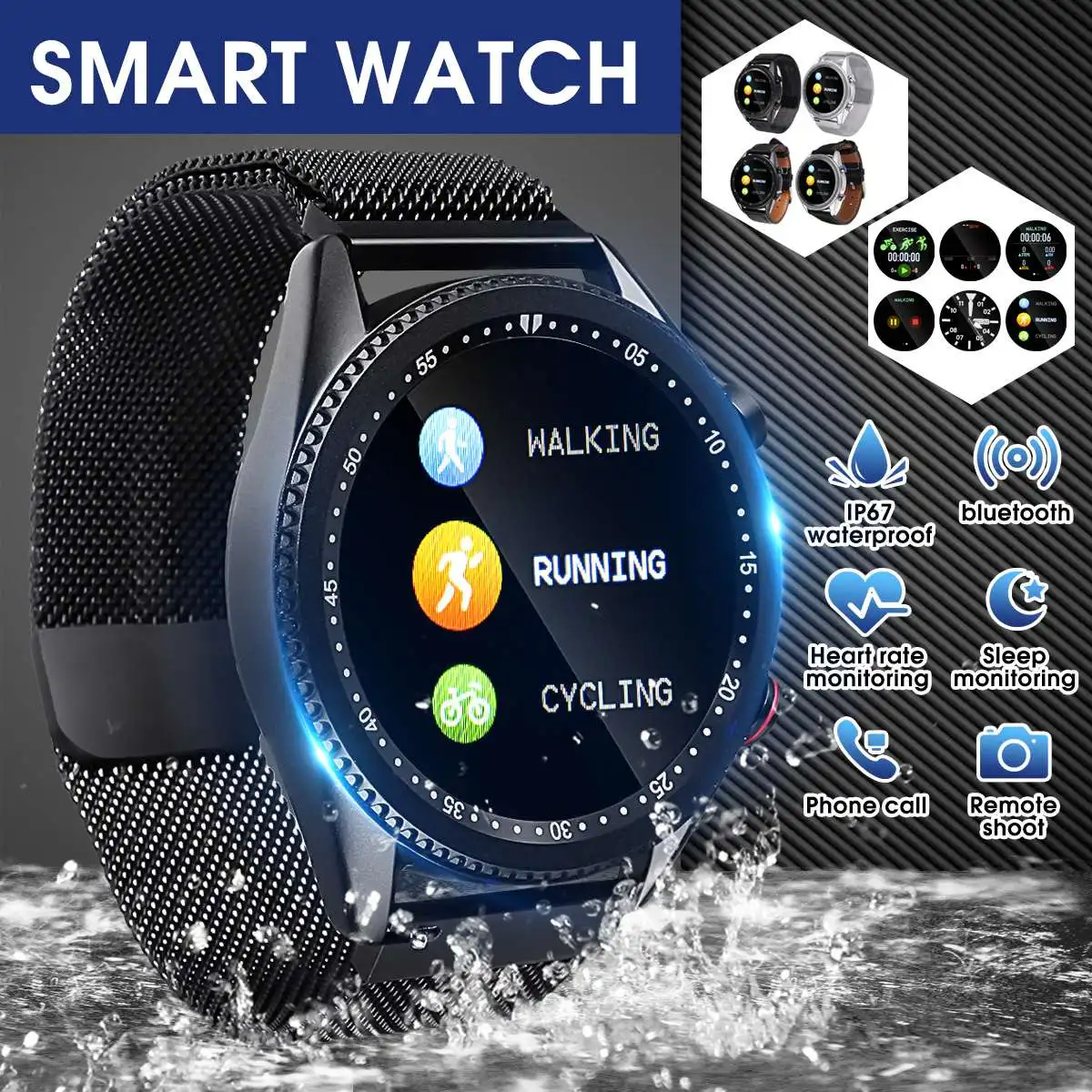 M98 Multi-function Smart Watch Women Men Fitness Tracker Sport Heart Rate Monitor Wristwatch Bluetooth Call APP For Android iOS
M98 Multi-function Smart Watch Women Men Fitness Tracker Sport Heart Rate Monitor Wristwatch Bluetooth Call APP For Android iOS