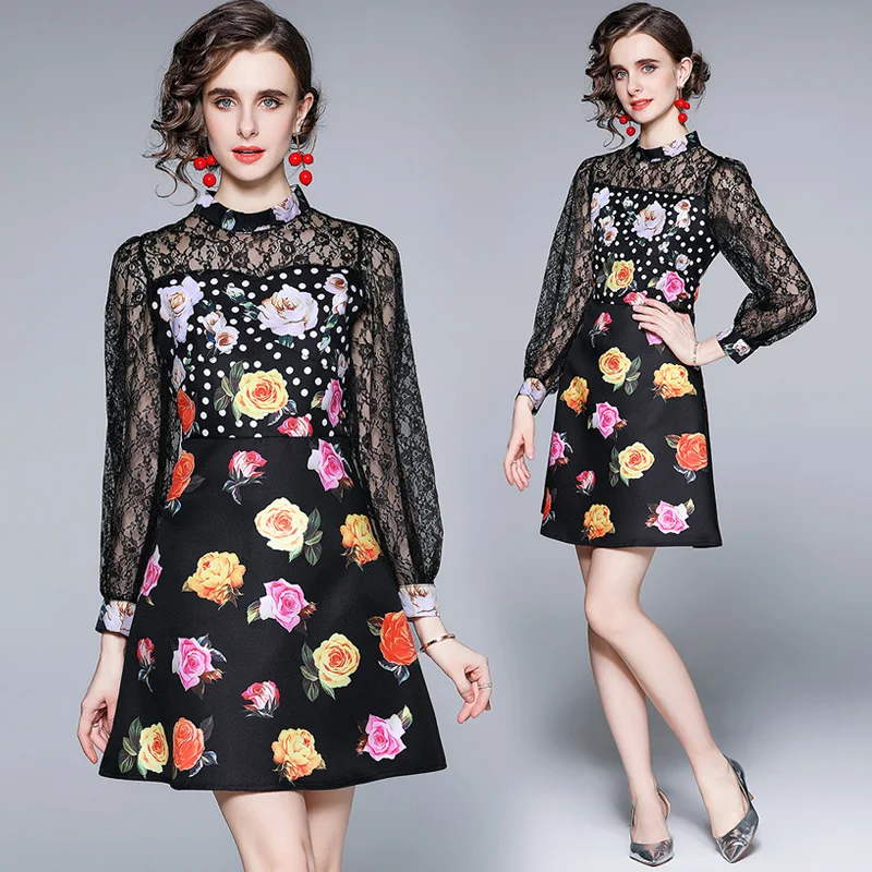 Simgent 2021 New Arrival Women Summer Lace Patchwork Floral Print Stand Collar Mini Elegant Vintage Dress Vestidos SG14205
Simgent 2021 New Arrival Women Summer Lace Patchwork Floral Print Stand Collar Mini Elegant Vintage Dress Vestidos SG14205