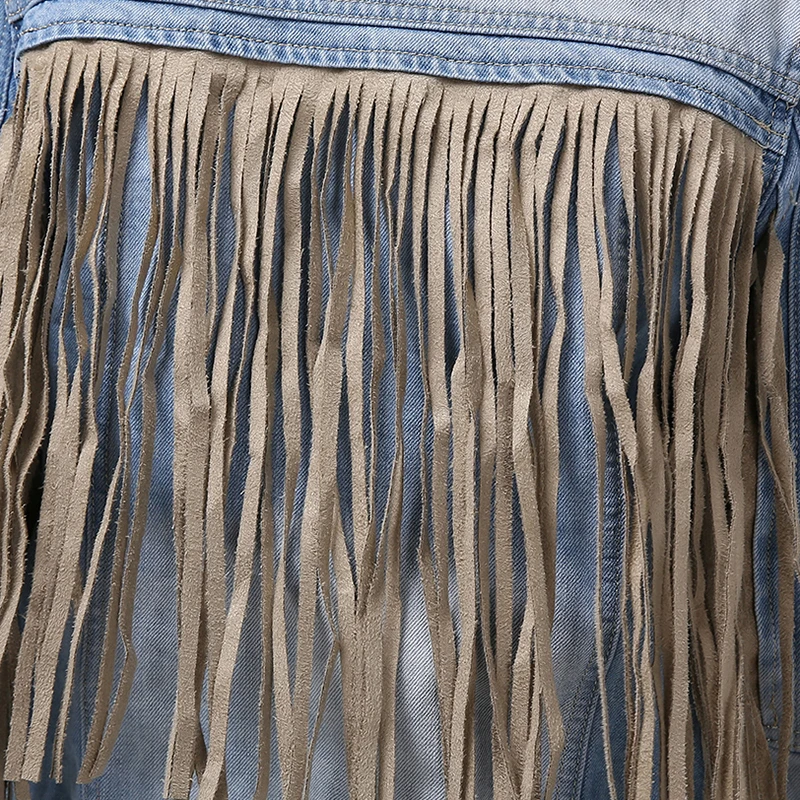 VGH Casual Patchwork Tassel Denim Jacket For Women Lapel Long Sleeve Streetwear Denim Jackets Female Fashion New Clothing 2021
VGH Casual Patchwork Tassel Denim Jacket For Women Lapel Long Sleeve Streetwear Denim Jackets Female Fashion New Clothing 2021