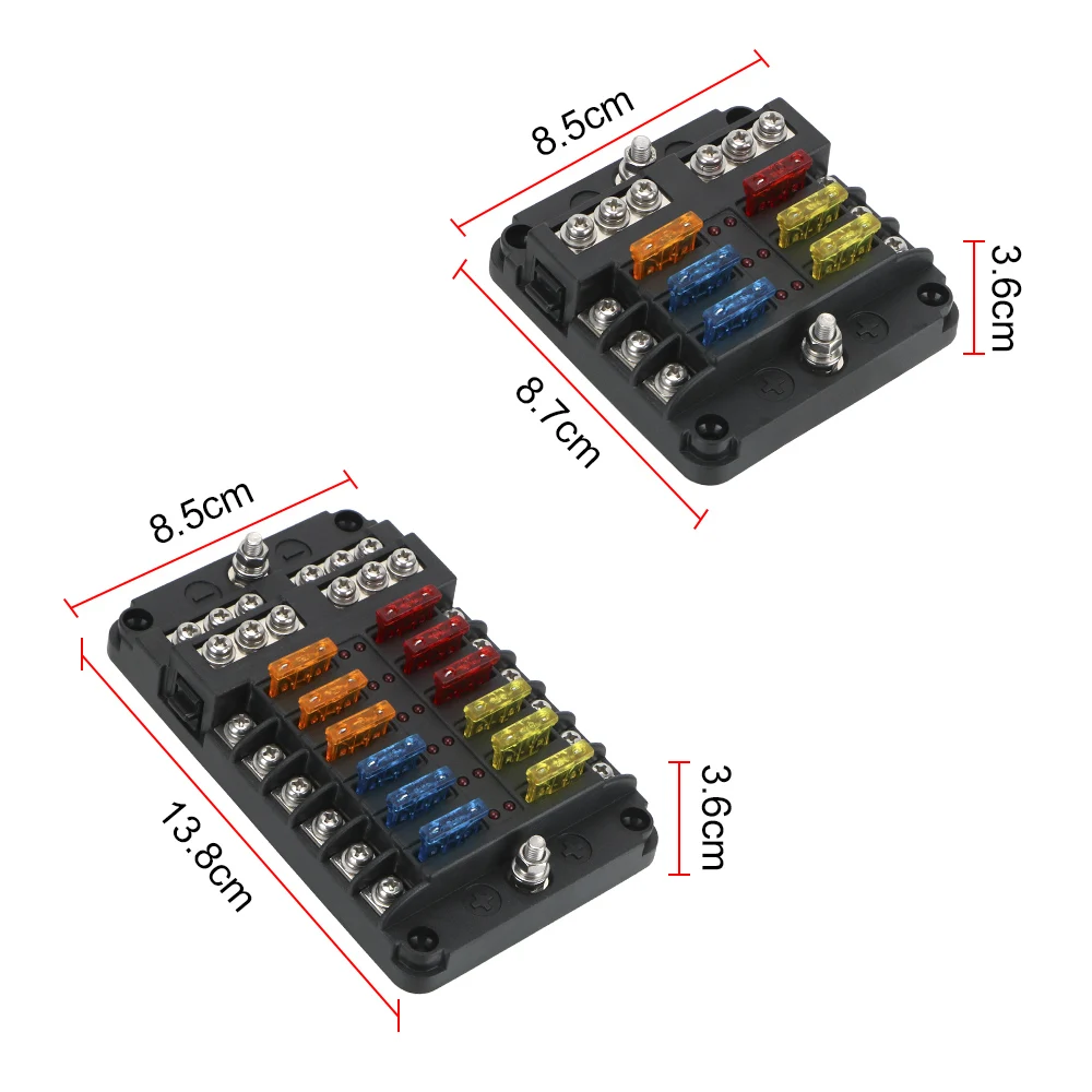 Fuse Box Holder 100A 32V For Auto Car Marine With LED Indicator Light M5 Stud 6 Ways 12 Ways Blade Fuse Block Plastic Cover
Fuse Box Holder 100A 32V For Auto Car Marine With LED Indicator Light M5 Stud 6 Ways 12 Ways Blade Fuse Block Plastic Cover