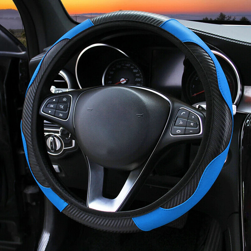 Car Steering Wheel Cover Breathable Anti Slip Carbon Fiber Leather Steering Covers Suitable 37-38cm Auto Decoration Accessories
Car Steering Wheel Cover Breathable Anti Slip Carbon Fiber Leather Steering Covers Suitable 37-38cm Auto Decoration Accessories