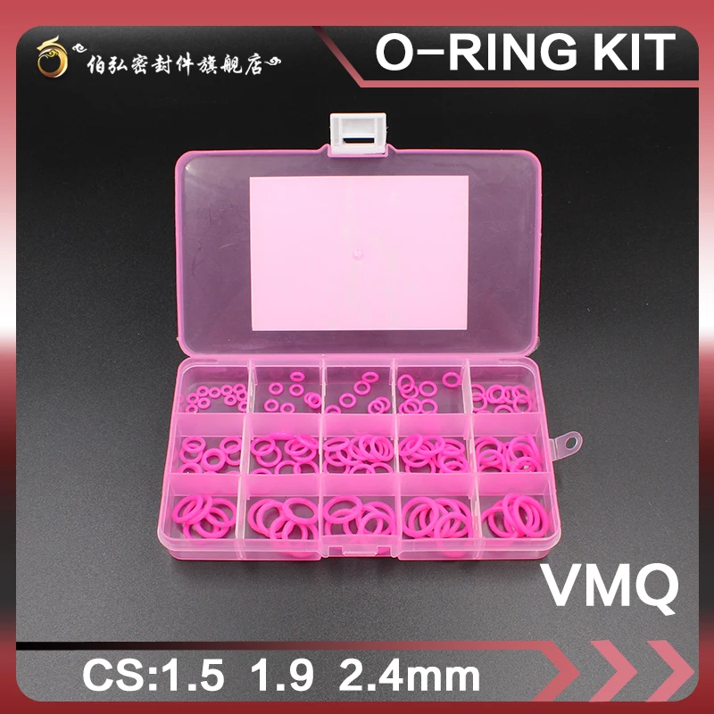 Pink silicone rubber 125pcs O-ring seal CS1.5/1.9/2.4mm VMQ gasket waterproof high temperature environmental protection toolbox
Pink silicone rubber 125pcs O-ring seal CS1.5/1.9/2.4mm VMQ gasket waterproof high temperature environmental protection toolbox