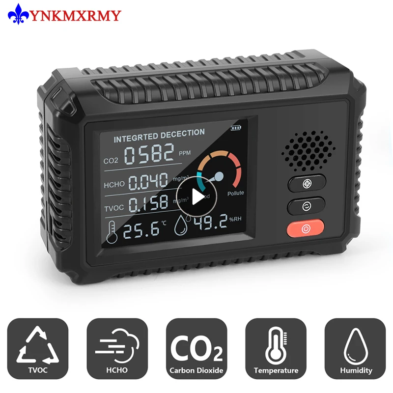 5in1 Multifunctional Air Quality Monitor Carbon Dioxide Sensor TVOC HCHO Gas Detector Gas Analyzer Home Office Indoor Outdoor
5in1 Multifunctional Air Quality Monitor Carbon Dioxide Sensor TVOC HCHO Gas Detector Gas Analyzer Home Office Indoor Outdoor