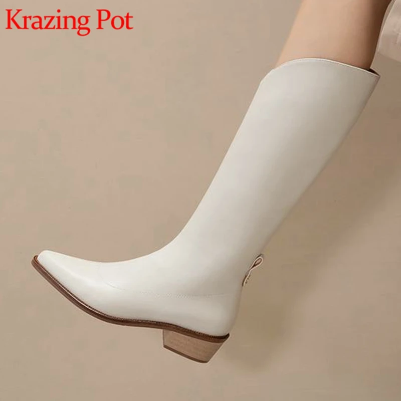 Krazing Pot cow split leather winter modern boots metal round toe gladiator thick med heels British school thigh high boots l17
Krazing Pot cow split leather winter modern boots metal round toe gladiator thick med heels British school thigh high boots l17