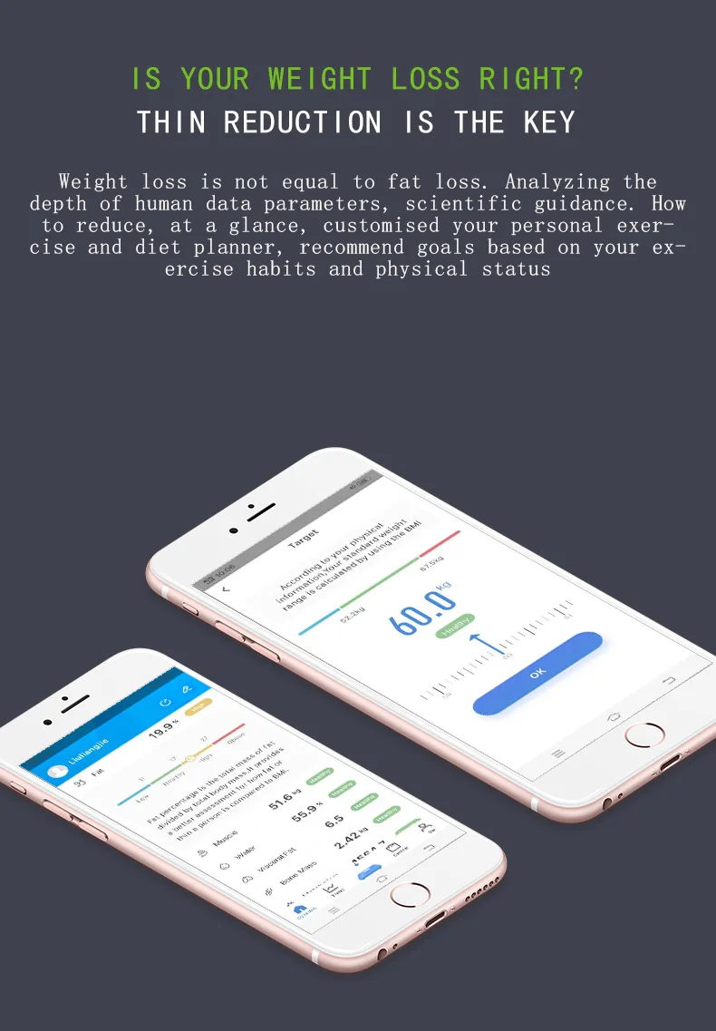 Bluetooth App весы массы ИМТ интеллигентая (ый) тела Вес электронный жировых отложений
