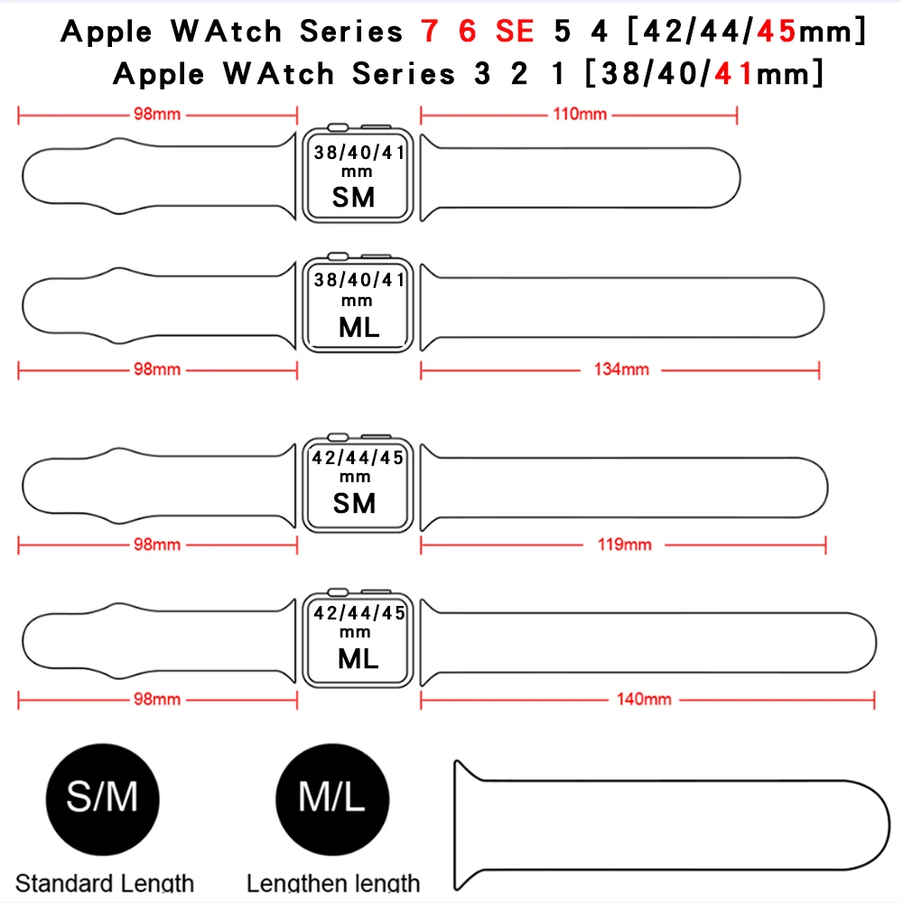 Ремешок спортивный из мягкого силикона для Apple Watch SE 7 Series 44 мм 40 резиновый браслет