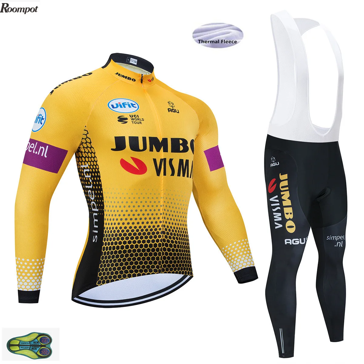 2020 Winter TEAM JUMBO VISMA Cycling JERSEY Bike Bicycling Pants Set Mens 12D Pads Ropa Ciclismo Wear Maillot Culotte |