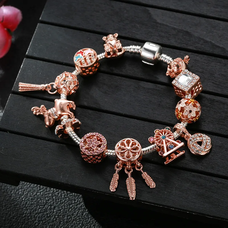 2021 New Trendy Bracelets For Women Rose gold Dream Catcher Hollow Zircon Windmill Charm Crystal Jewelry Bracelet DIY Gift
2021 New Trendy Bracelets For Women Rose gold Dream Catcher Hollow Zircon Windmill Charm Crystal Jewelry Bracelet DIY Gift