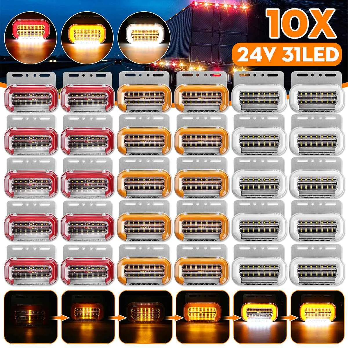 2/4/6/10pcs 24V 31 LED Car Truck Side Marker Lights External Lights Warning Tail Light Signal Brake Lamps for Trailer Lorry Bus
2/4/6/10pcs 24V 31 LED Car Truck Side Marker Lights External Lights Warning Tail Light Signal Brake Lamps for Trailer Lorry Bus