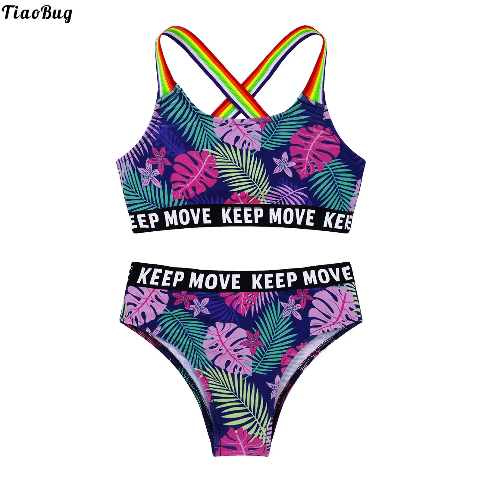 TiaoBug Summer Kids Girls 2Pcs Beach Pool Swimming Bathing Swimsuit Swimwear Straps Cross At Rear Print Crop Tops And Briefs Set
TiaoBug Summer Kids Girls 2Pcs Beach Pool Swimming Bathing Swimsuit Swimwear Straps Cross At Rear Print Crop Tops And Briefs Set