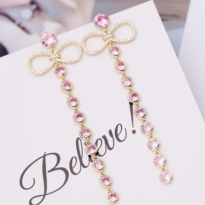 Korea Sweet Zirconia Bowtie Earring Temperament Tassel Dangler For Women Brand Design Earring Jewelry
Korea Sweet Zirconia Bowtie Earring Temperament Tassel Dangler For Women Brand Design Earring Jewelry