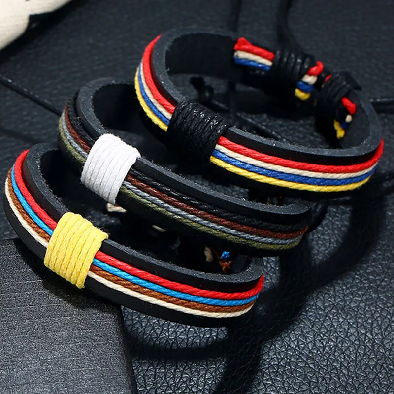 Mens Handmade Braided Colorful Rope Leather Adjustable Charm Bracelets Bangle For Women Retro Punk Jewelry
Mens Handmade Braided Colorful Rope Leather Adjustable Charm Bracelets Bangle For Women Retro Punk Jewelry