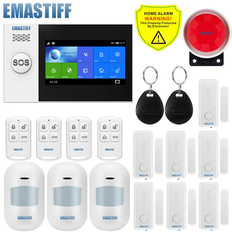 WiFi GSM home Security Protection smart Alarm System Touch screen Burglar kit Mobile APP Remote Control RFID Arm and Disarm 
WiFi GSM home Security Protection smart Alarm System Touch screen Burglar kit Mobile APP Remote Control RFID Arm and Disarm