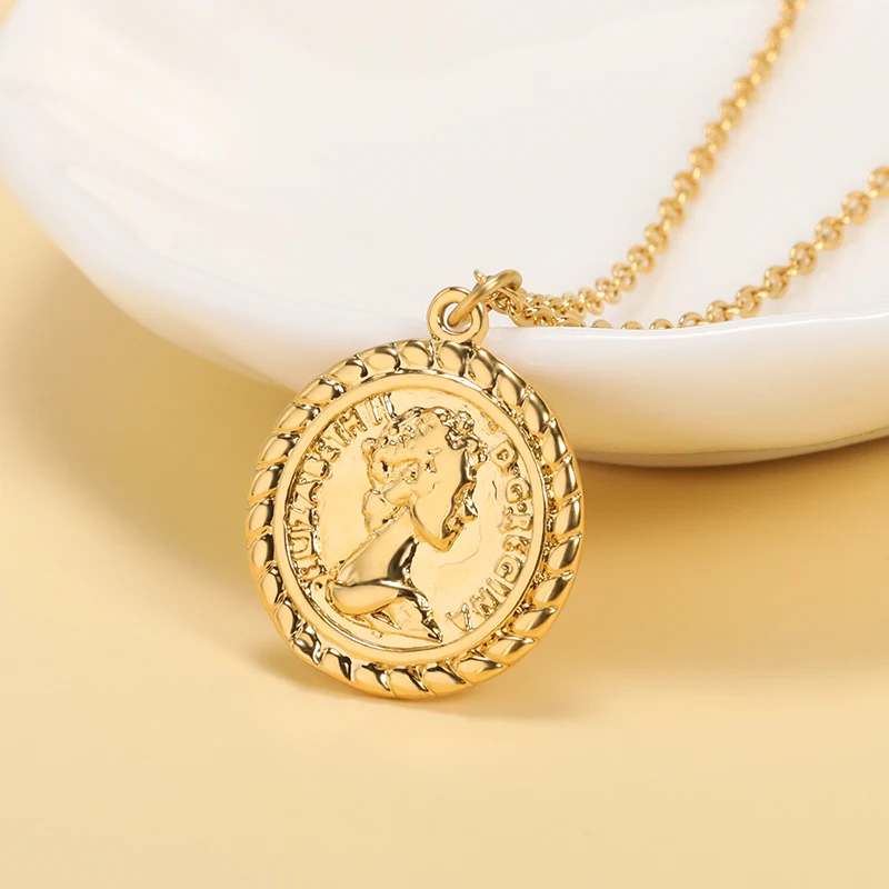 Bohemia Gold Color Portrait Coin Necklaces Stainless Steel Round Shape Long Chain Fashion Women's Geometric Jewelry Party Gifts
Bohemia Gold Color Portrait Coin Necklaces Stainless Steel Round Shape Long Chain Fashion Women's Geometric Jewelry Party Gifts