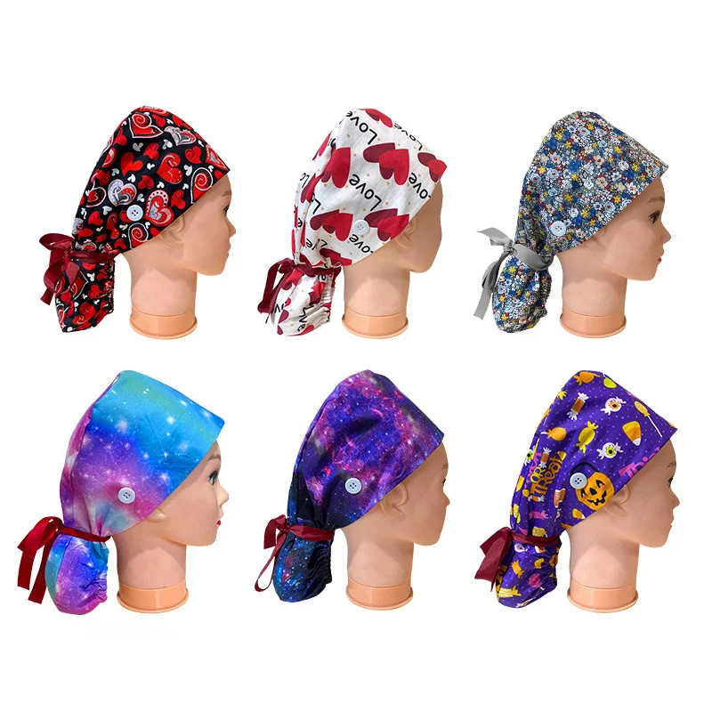 Unisex Scrubs Hats with Button Printed Reuseable Casual Hats Bandage Adjustable Caps Sweat-absorbent Working Caps
Unisex Scrubs Hats with Button Printed Reuseable Casual Hats Bandage Adjustable Caps Sweat-absorbent Working Caps