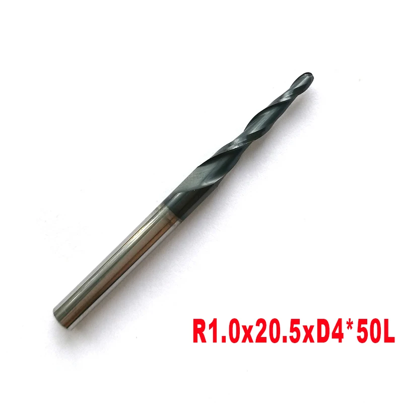 5pcs/lot R1.0*D4*20.5*50L*2F HRC55 Tungsten solid carbide Coated Tapered Ball Nose End Mills taper and cone milling cutter
5pcs/lot R1.0*D4*20.5*50L*2F HRC55 Tungsten solid carbide Coated Tapered Ball Nose End Mills taper and cone milling cutter
