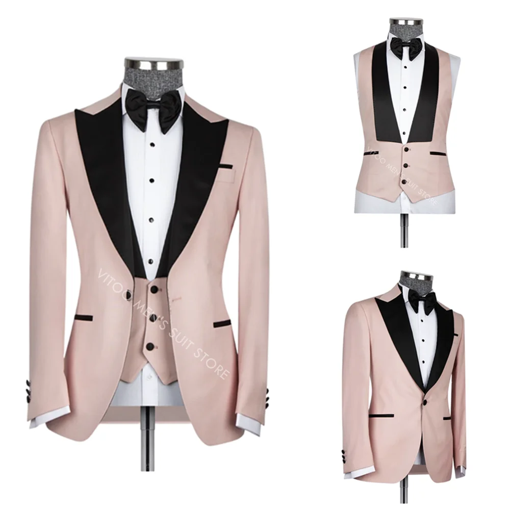 Spring New Pink Men Suits Slim Fit 3 Pieces/Black Lapel High Quality Men'S Set Clothes Wedding Groom Formal Outfit Costume Homme
Spring New Pink Men Suits Slim Fit 3 Pieces/Black Lapel High Quality Men'S Set Clothes Wedding Groom Formal Outfit Costume Homme