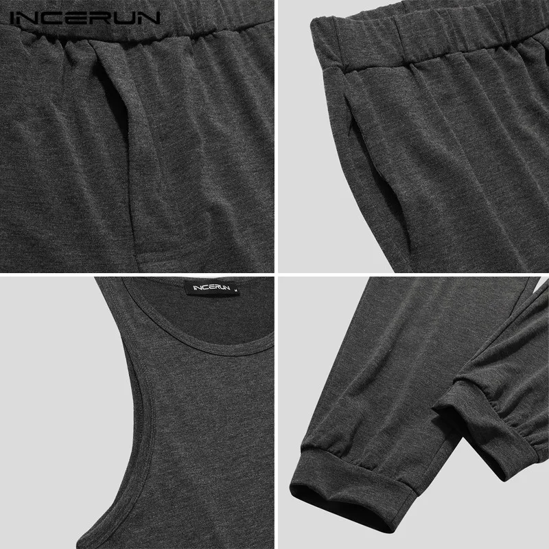 INCERUN Solid Color Men Pajama Sets Homewear O Neck Sleeveless Sleepwear Casual Pants Workout Cozy Men Nightwear Suits 2 Pieces
INCERUN Solid Color Men Pajama Sets Homewear O Neck Sleeveless Sleepwear Casual Pants Workout Cozy Men Nightwear Suits 2 Pieces