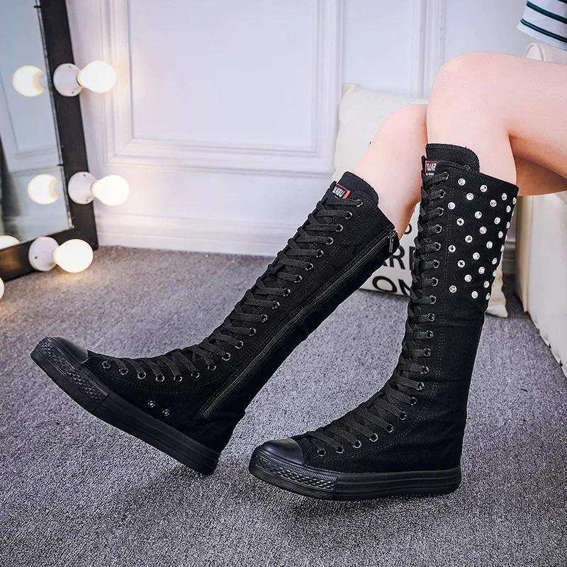 New Spring autumn Women Shoes Canvas Casual High Top Shoes Long Boots Lace-Up Zipper Comfortable Flat boots sneakers2021
New Spring autumn Women Shoes Canvas Casual High Top Shoes Long Boots Lace-Up Zipper Comfortable Flat boots sneakers2021