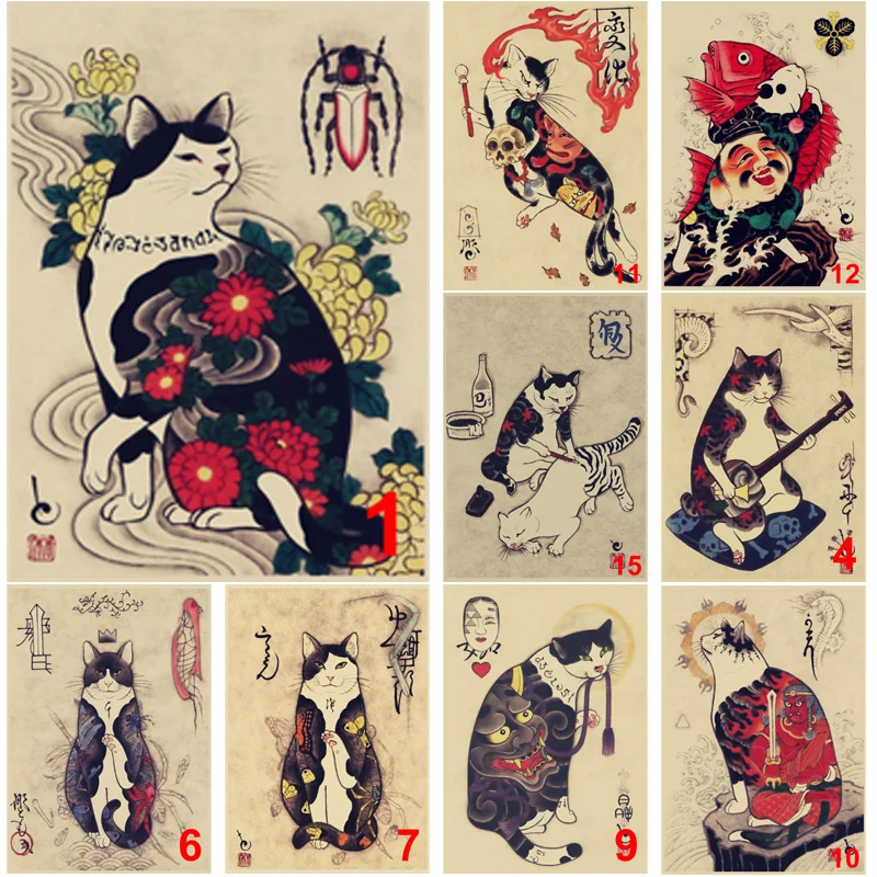 Customized Ukiyo-e Samurai Warrior Cat Tattoo Cat Tattoo Shop Retro Poster Kraft Paper Decorative Painting
Customized Ukiyo-e Samurai Warrior Cat Tattoo Cat Tattoo Shop Retro Poster Kraft Paper Decorative Painting