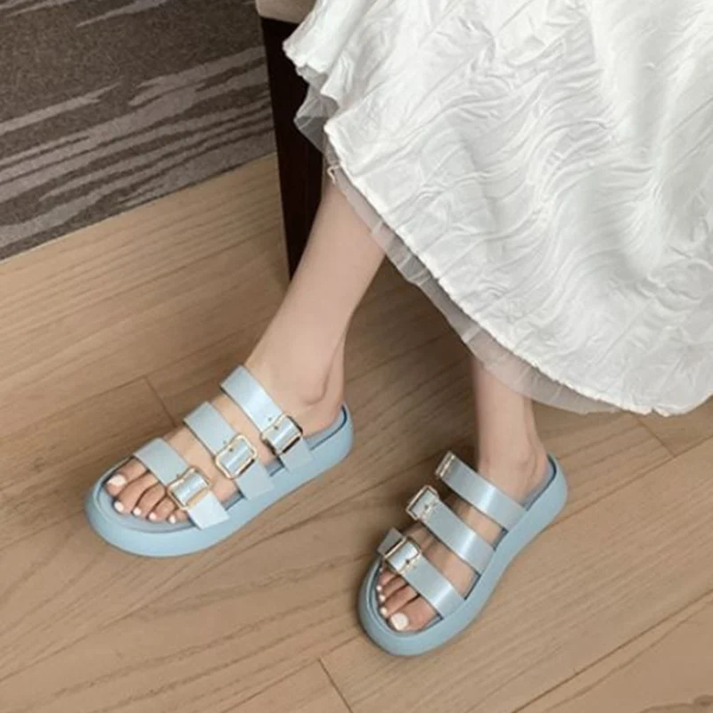 RIZABINA 2021 Women Real Leather Slippers Shoes Buckle Slip On Platform Candy Color Slides Summer Ladies Footwear Size 34-40
RIZABINA 2021 Women Real Leather Slippers Shoes Buckle Slip On Platform Candy Color Slides Summer Ladies Footwear Size 34-40